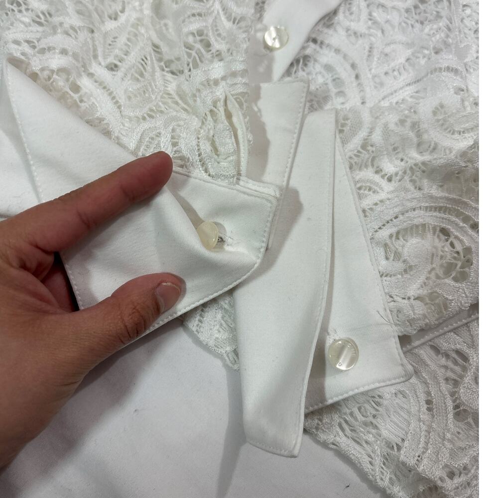 NWT Anne Fontaine Womens 42 US 10 Lys Shirt White Lace Blouse Career Designer - Picture 7 of 14